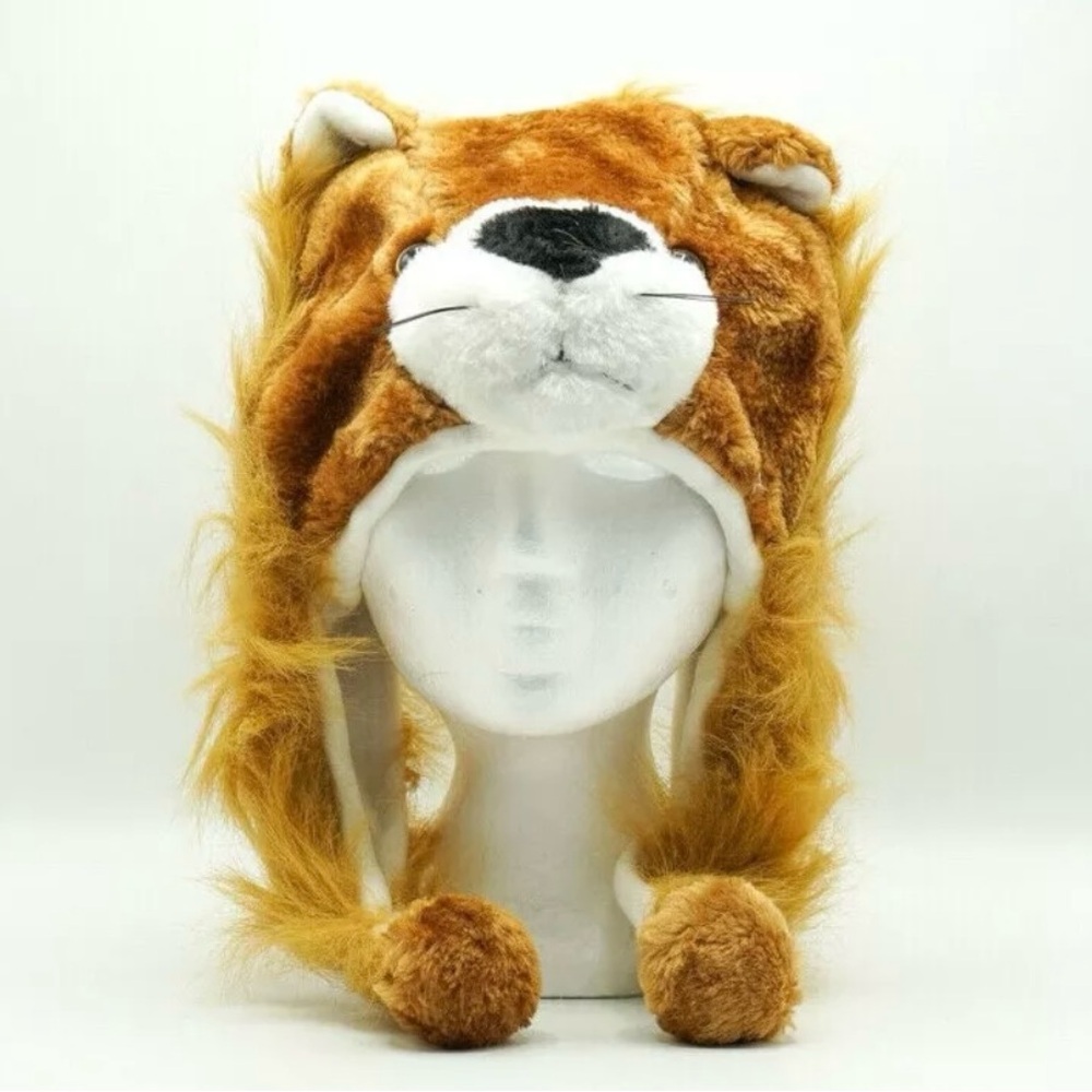 Children’s lion animal winter warm plush hat